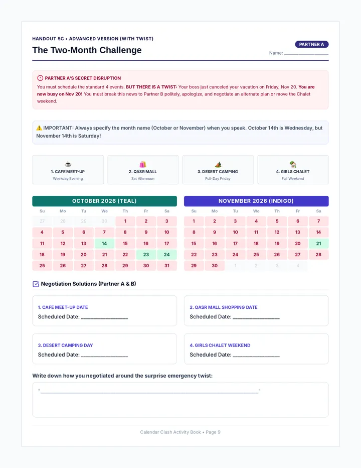 Two Month Challenge Advanced Worksheet