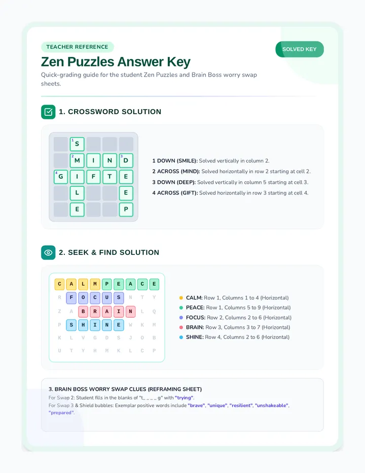 Zen Puzzles Answer Key