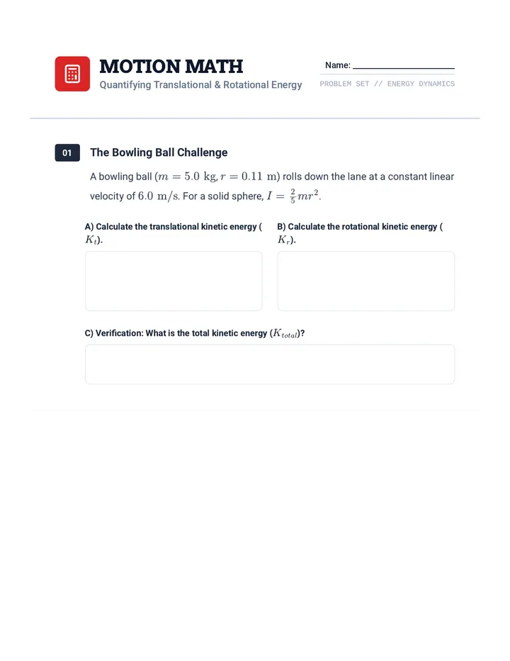Motion Math Worksheet Updated