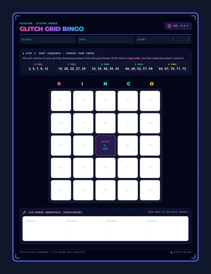 Glitch Grid Student Board
