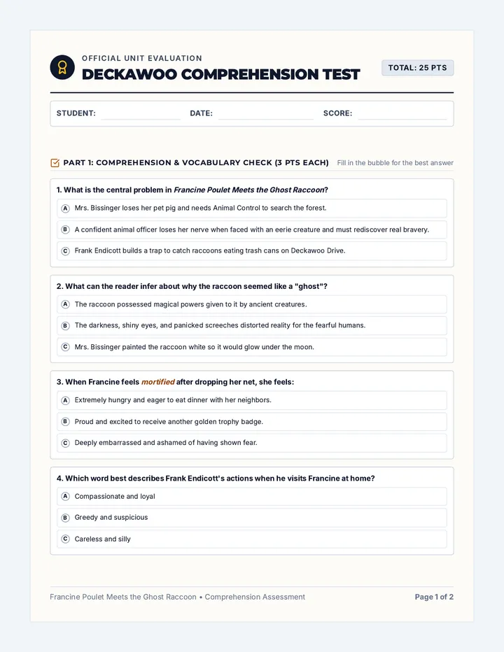 Deckawoo Comprehension Test Worksheet