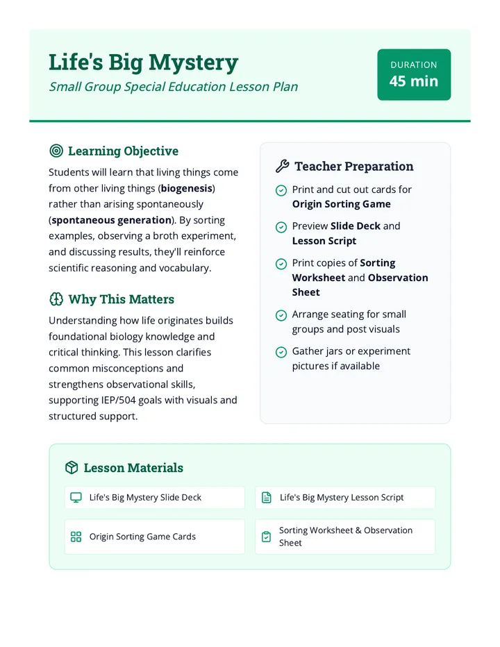Mystery Lesson Plan