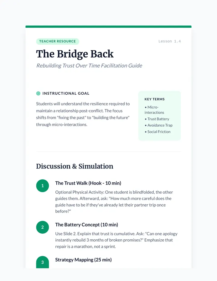 The Bridge Back Teacher Guide