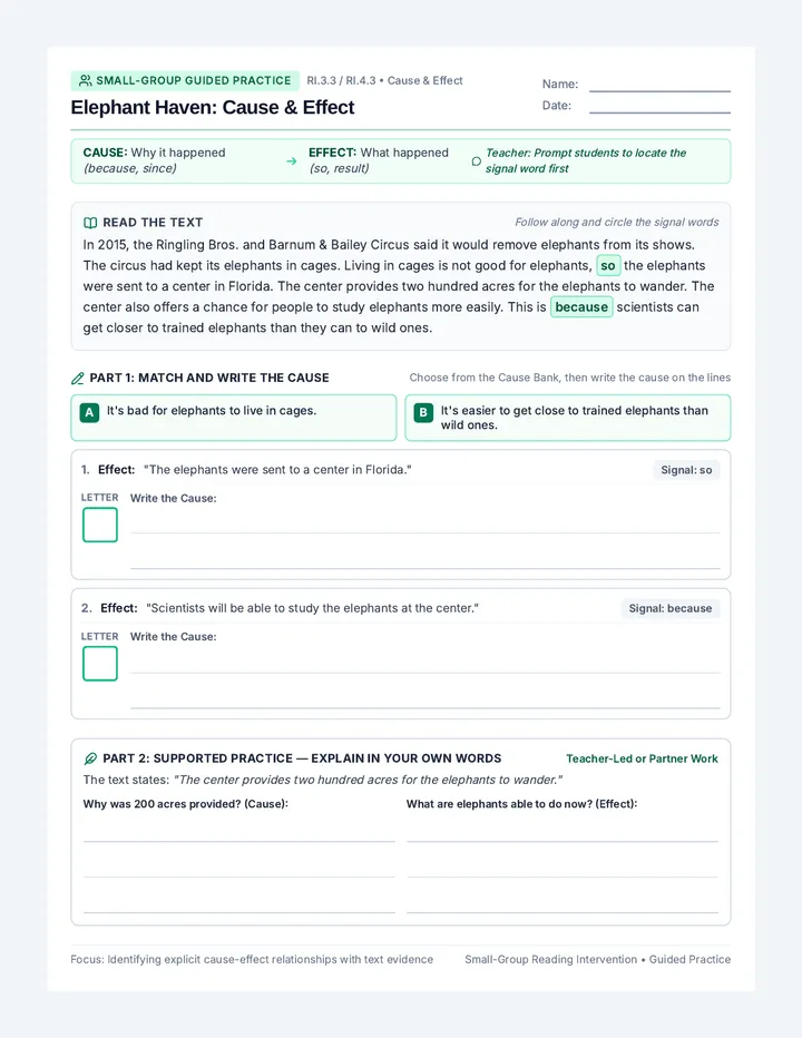 Elephant Haven Practice Sheet