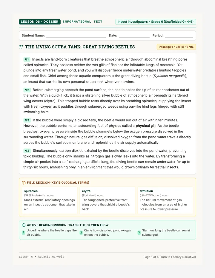 Aquatic Marvels Reading Packet
