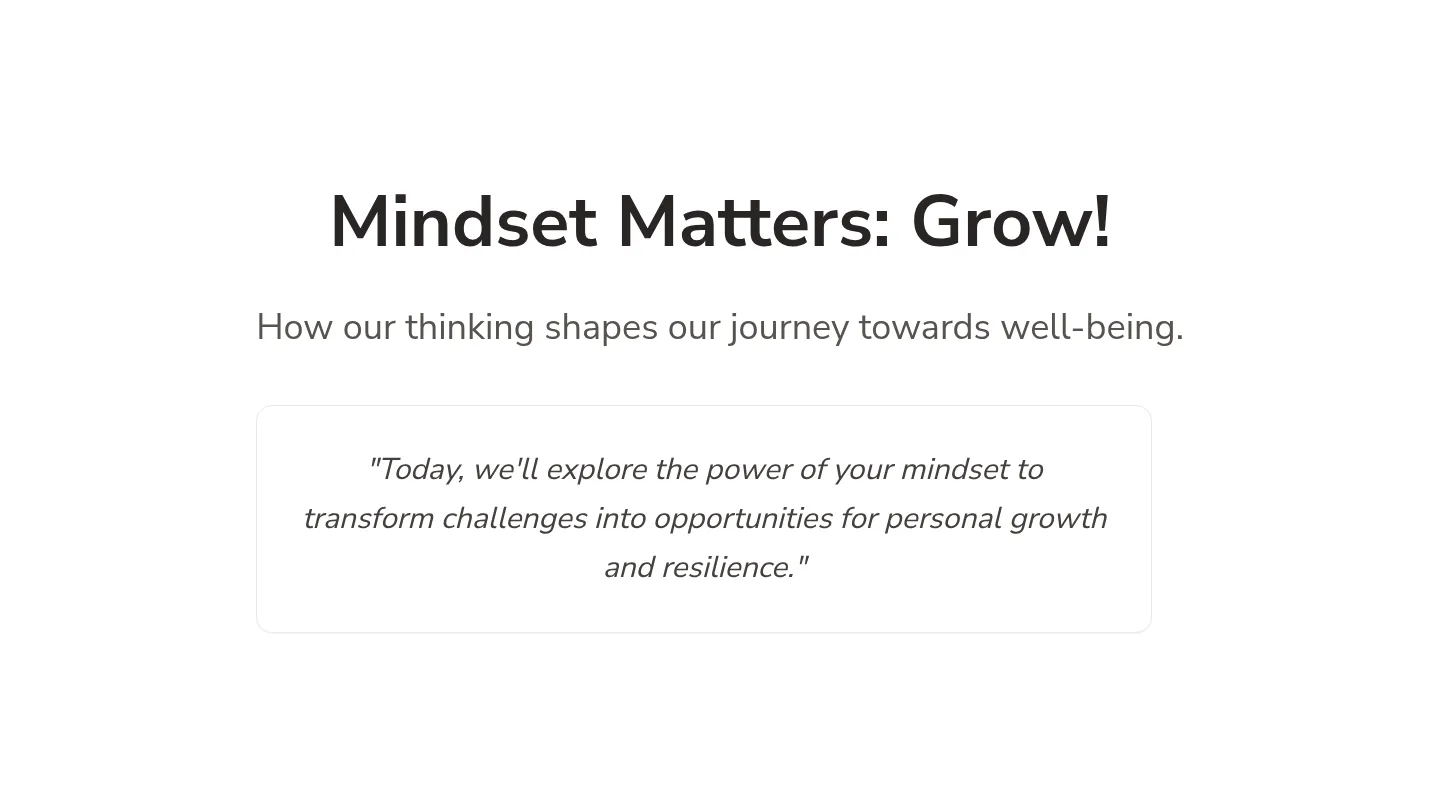 Mindset Matters Slide Deck