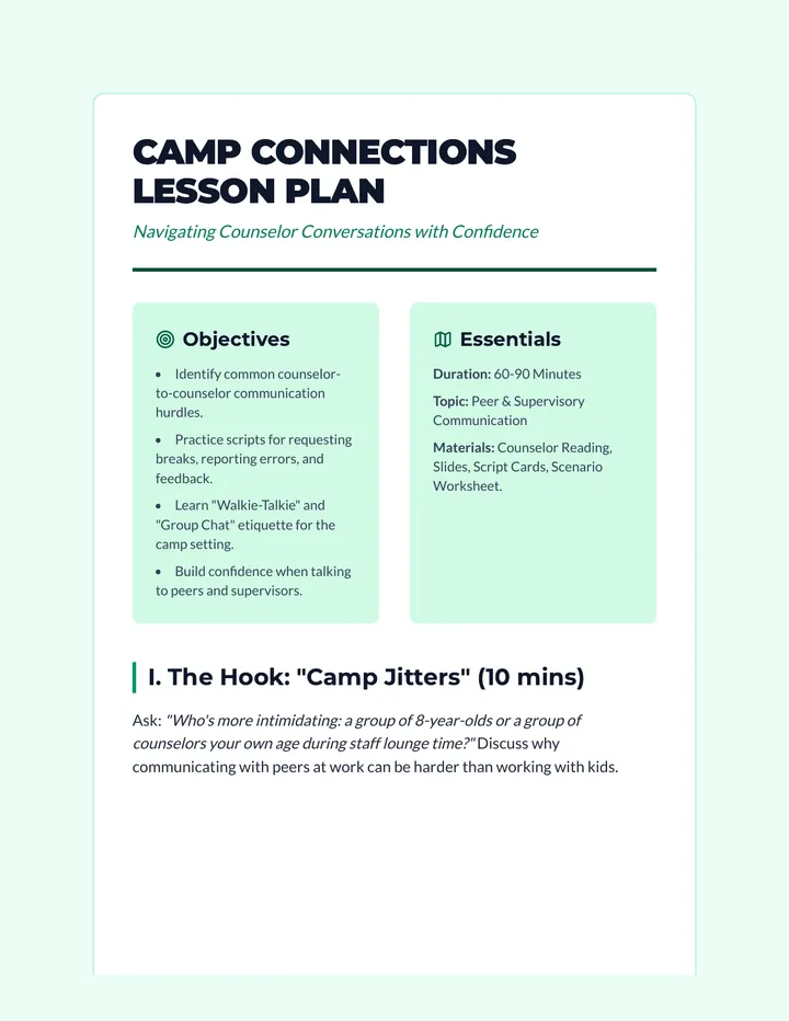 Camp Connections Lesson Plan