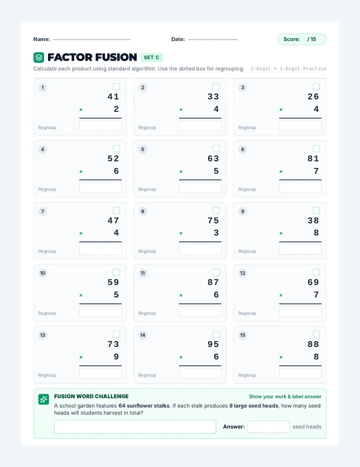 Factor Fusion Worksheet