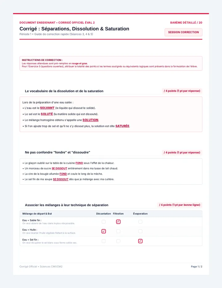 Corrigé Évaluation Séparations