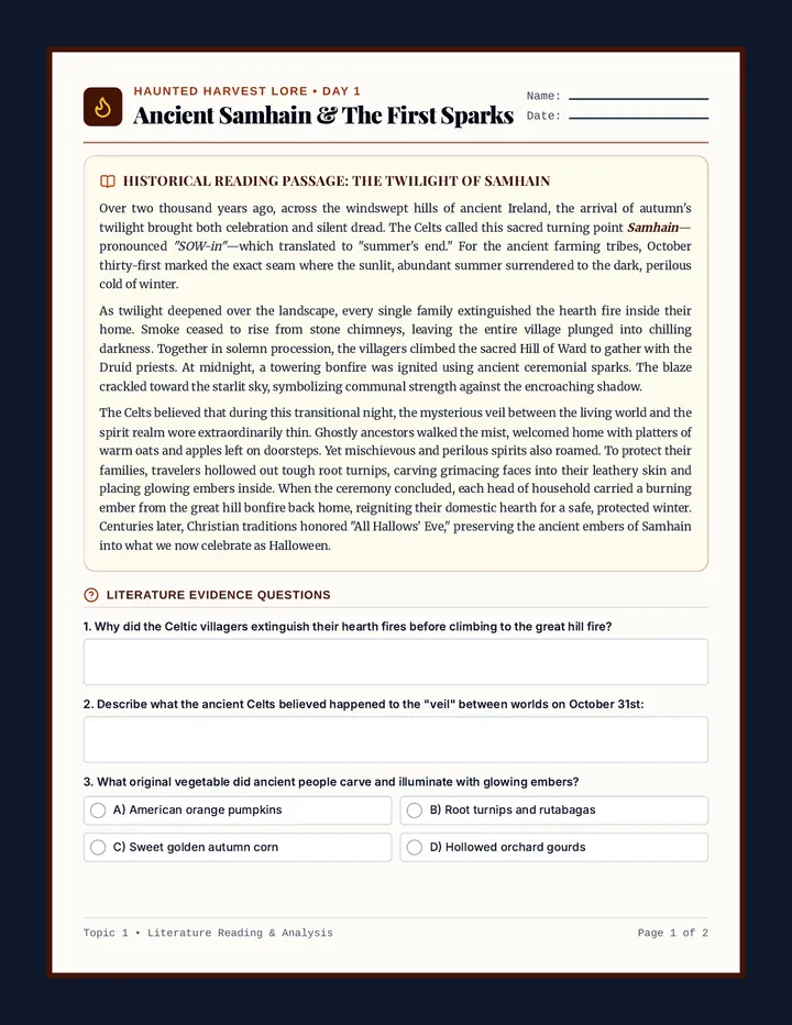 Samhain Origins Workbook
