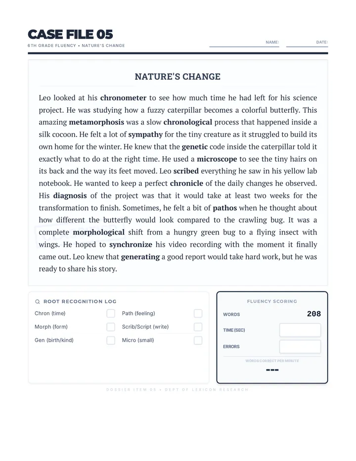 Natures Change Fluency Passage