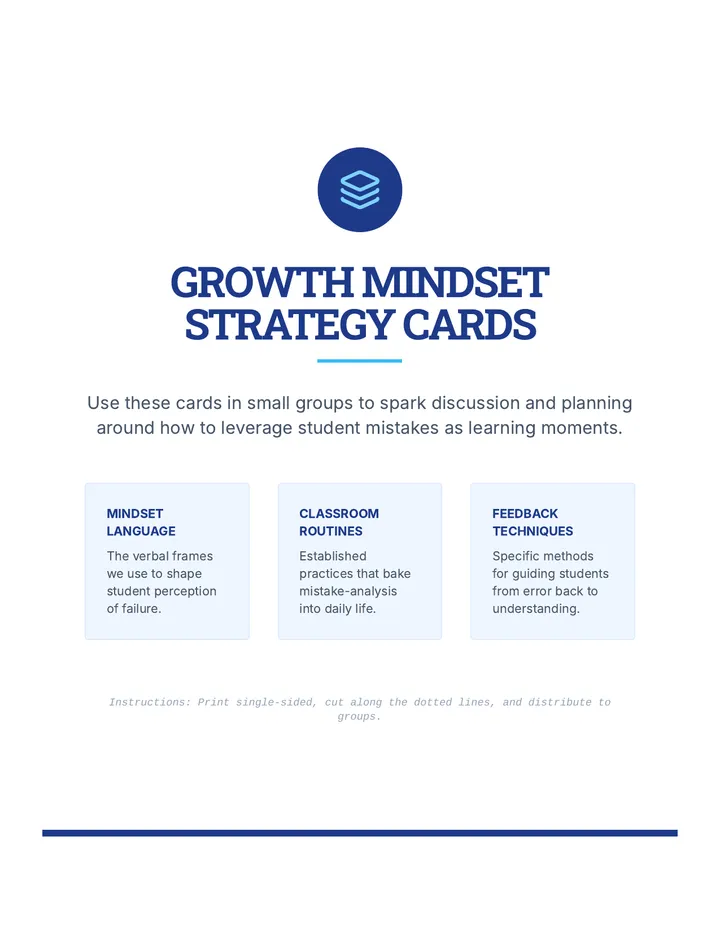 Growth Mindset Strategy Cards PD