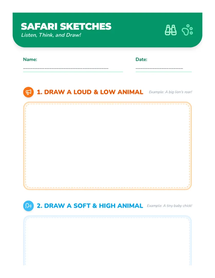 Safari Sketches Worksheet