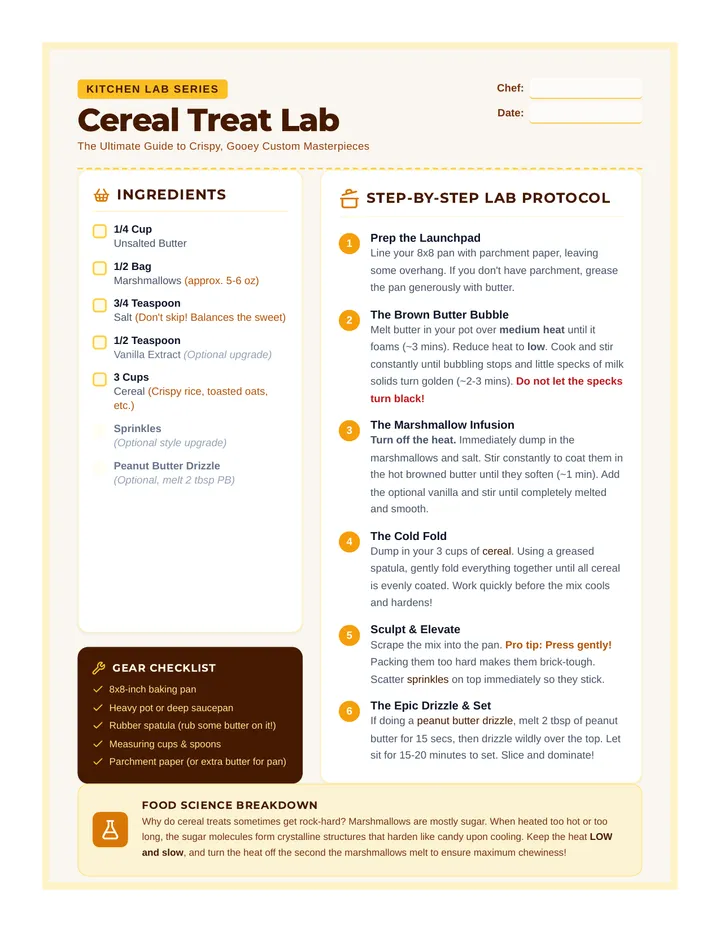 Cereal Treat Lab Recipe Card