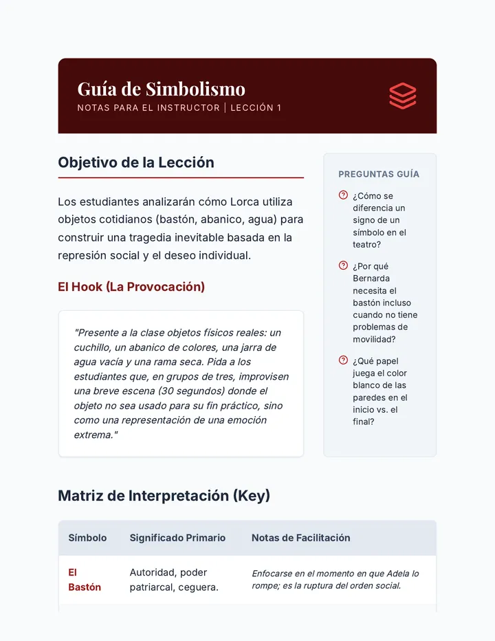 Guía de Simbolismo Teacher Guide