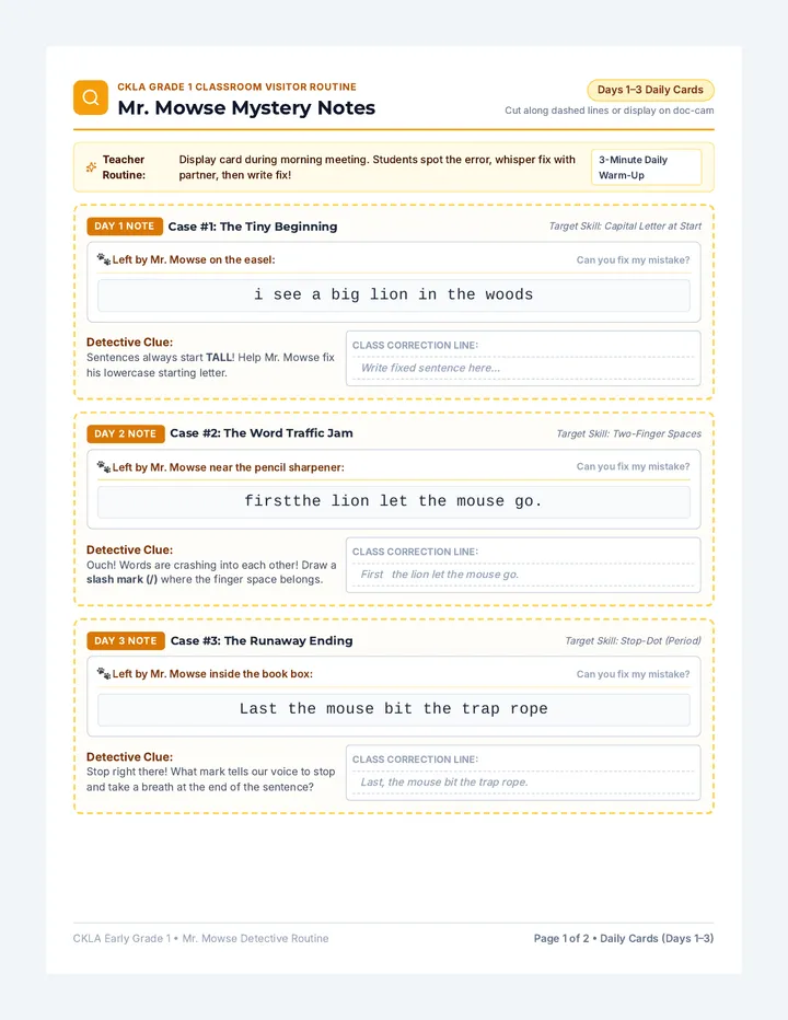 Mowse Mystery Notes
