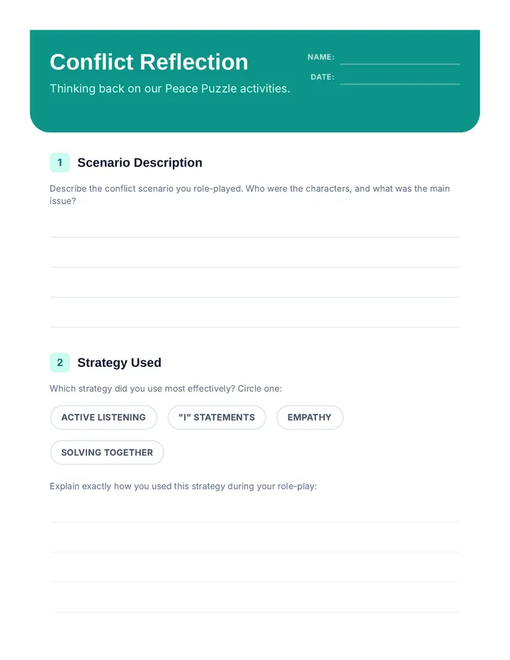 Conflict Reflection Worksheet