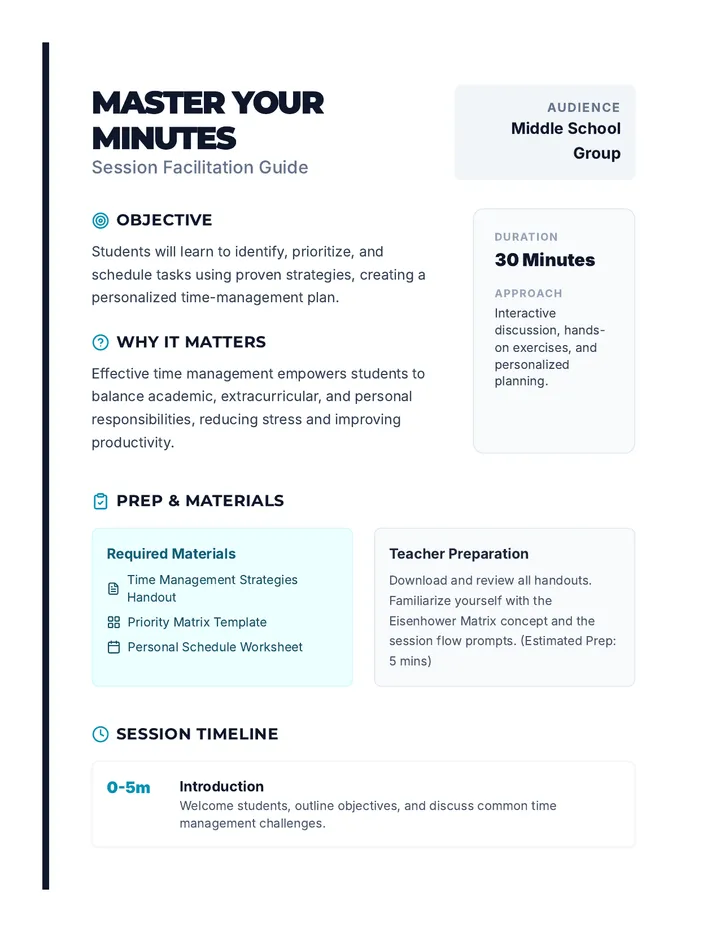 Minutes Lesson Plan