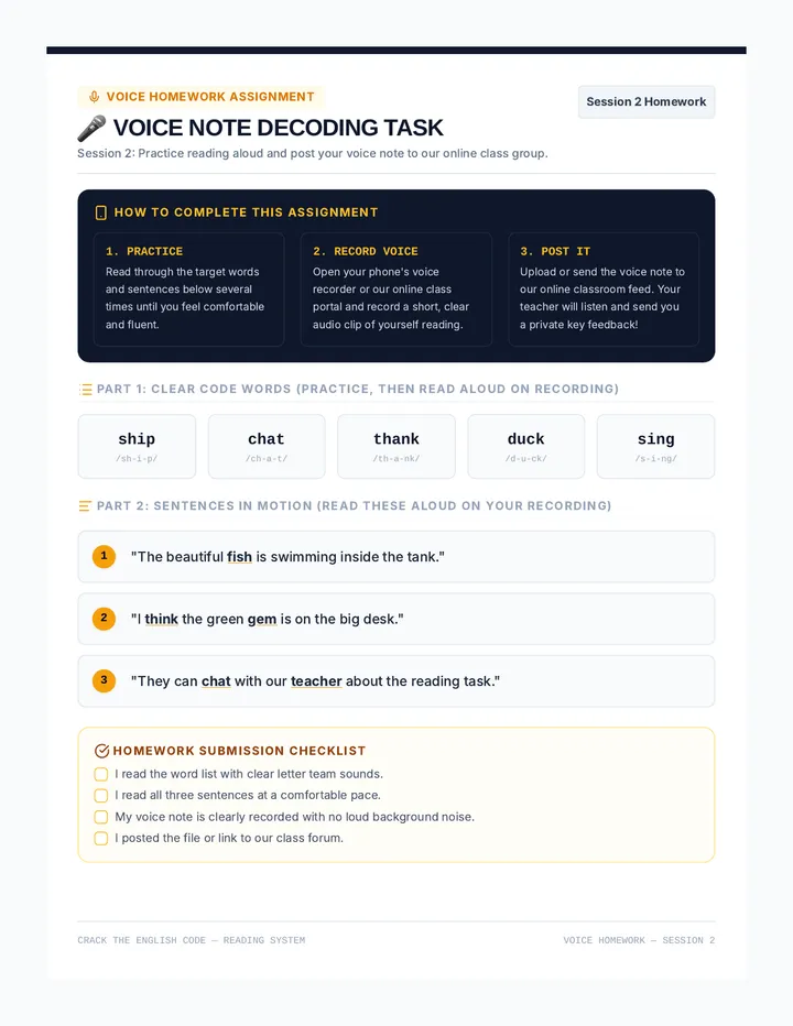 Letter Teams Voice Homework