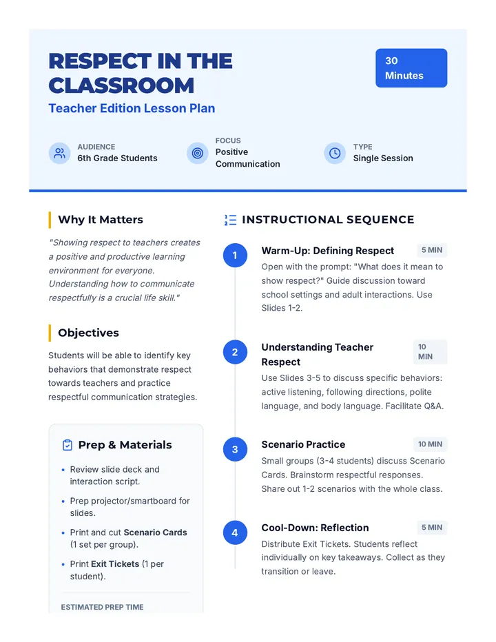 Respect Lesson Plan