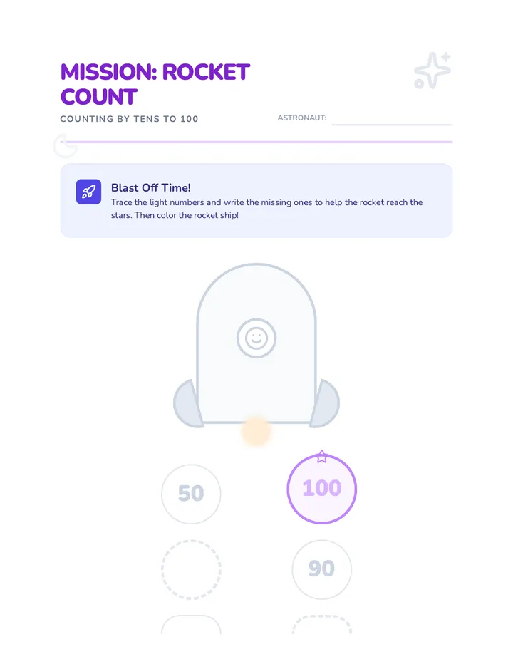 Rocket Count Worksheet