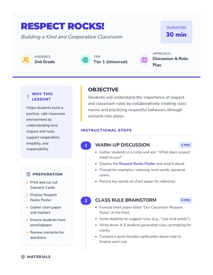 Respect Rules Lesson Plan