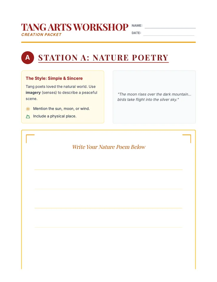 Tang Arts Workshop Packet