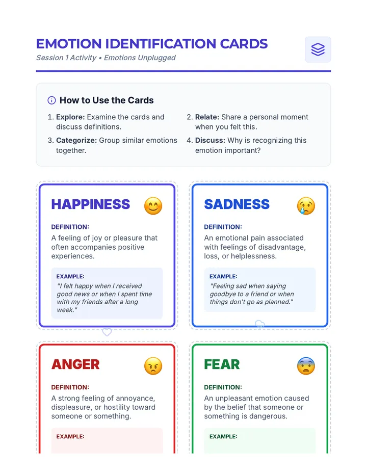 Emotion Identification Cards Activity