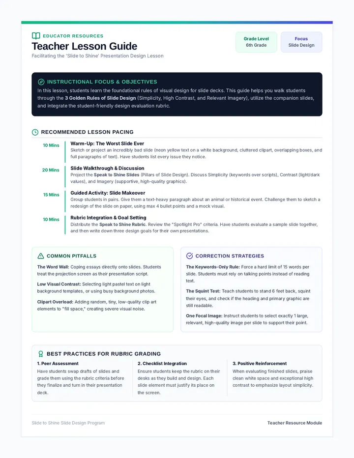 Speak to Shine Teacher Guide