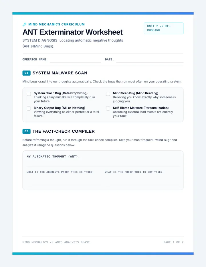 ANT Exterminator Worksheet