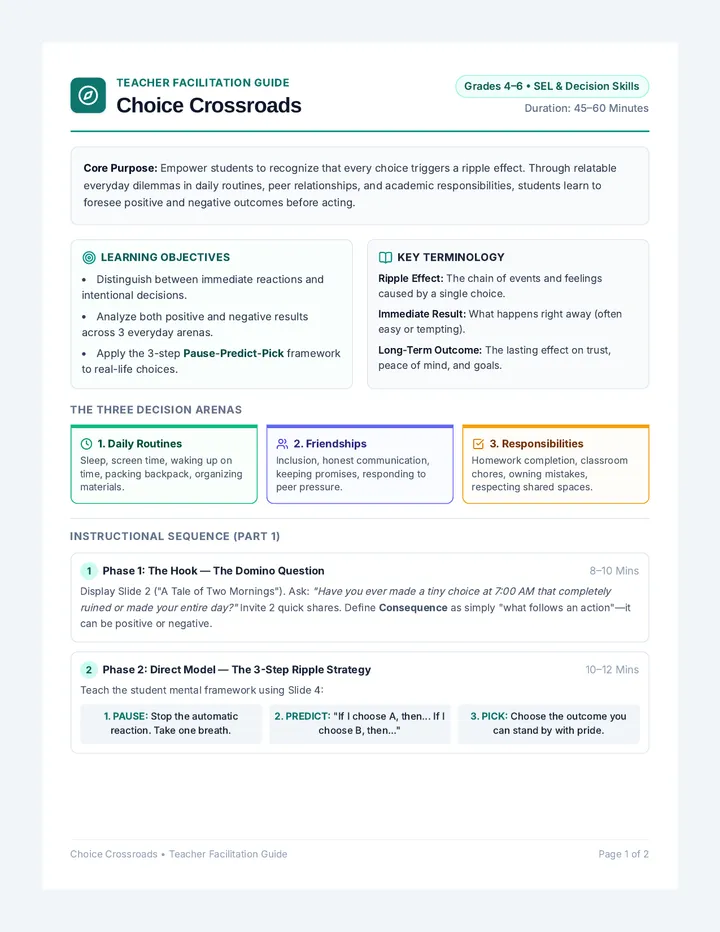 Choice Crossroads Teacher Guide