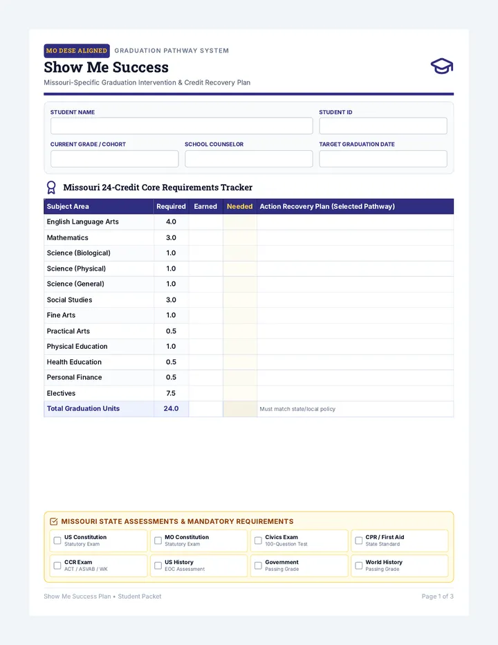 Show Me Success Student Packet
