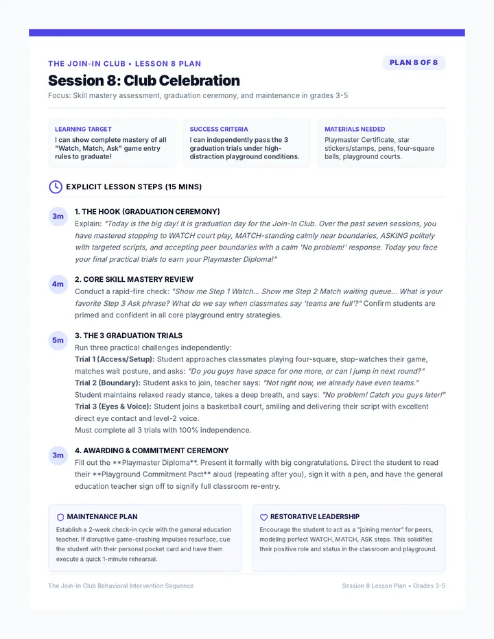 Club Celebration Lesson Plan