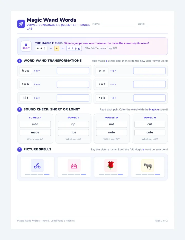 Magic Wand Words Worksheet