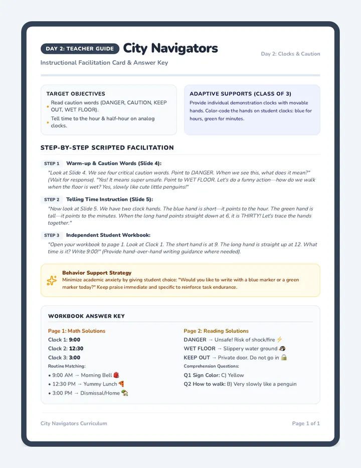 Time and Caution Teacher Guide