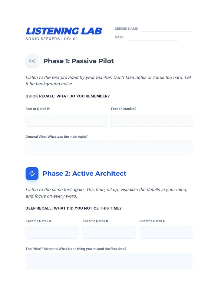 Listening Lab Worksheet