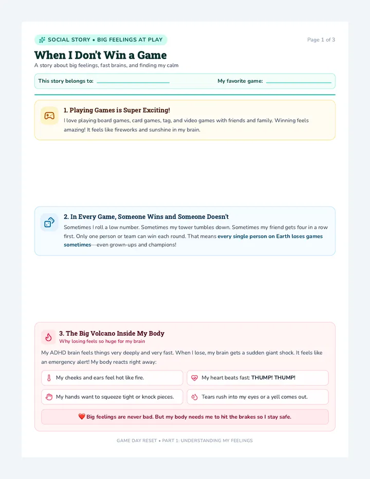 Game Day Reset Social Story