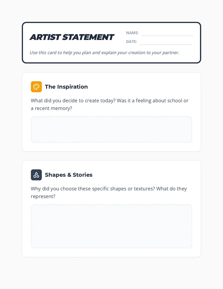 Clay Creations Artist Statement Worksheet