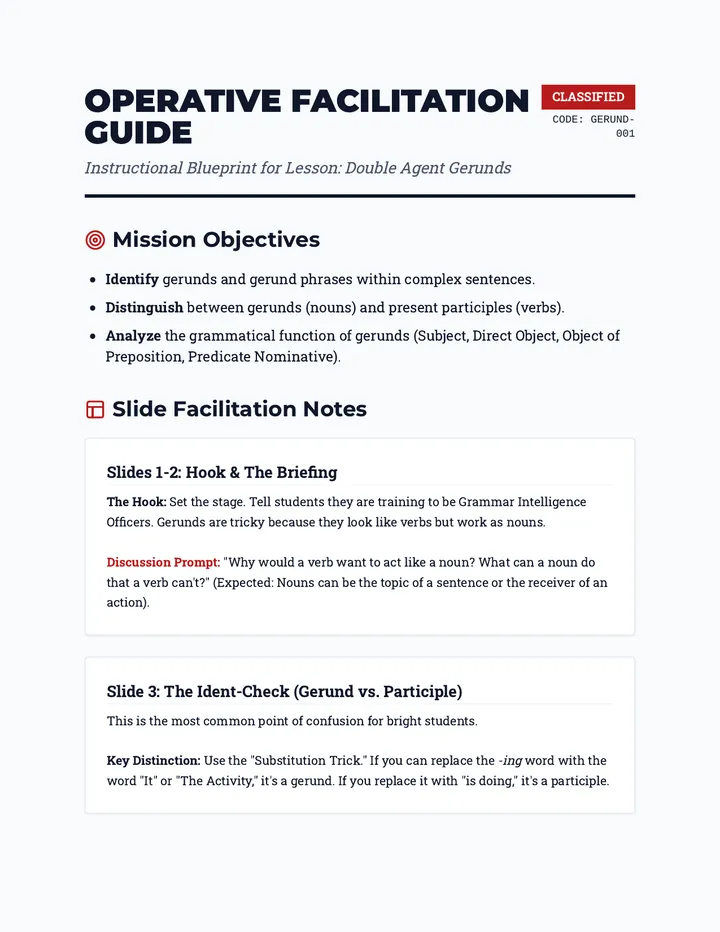Operative Guide Teacher Notes