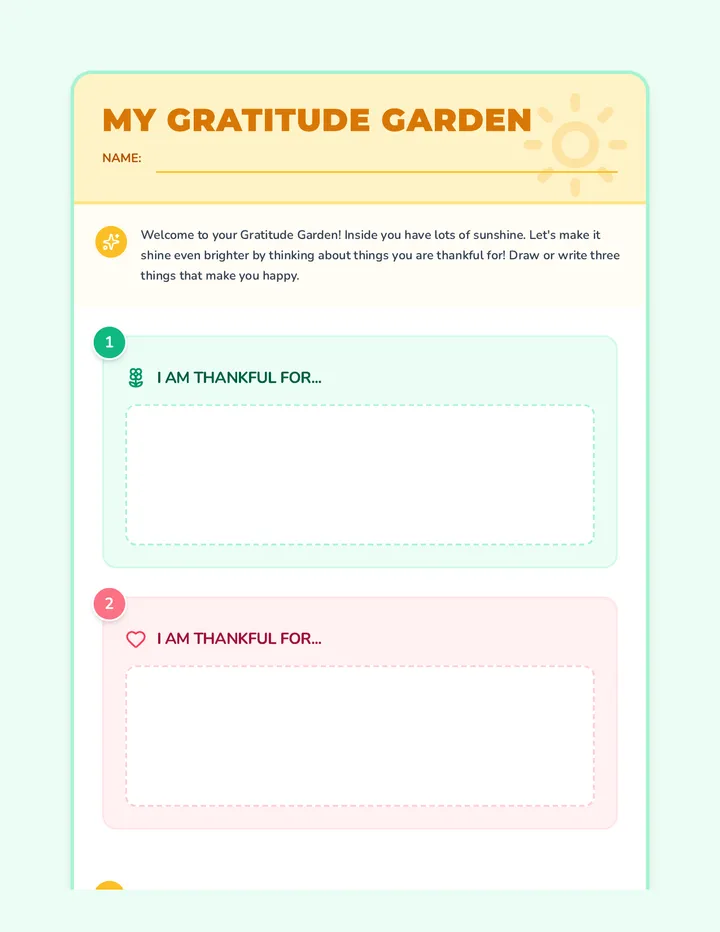 Gratitude Garden Worksheet