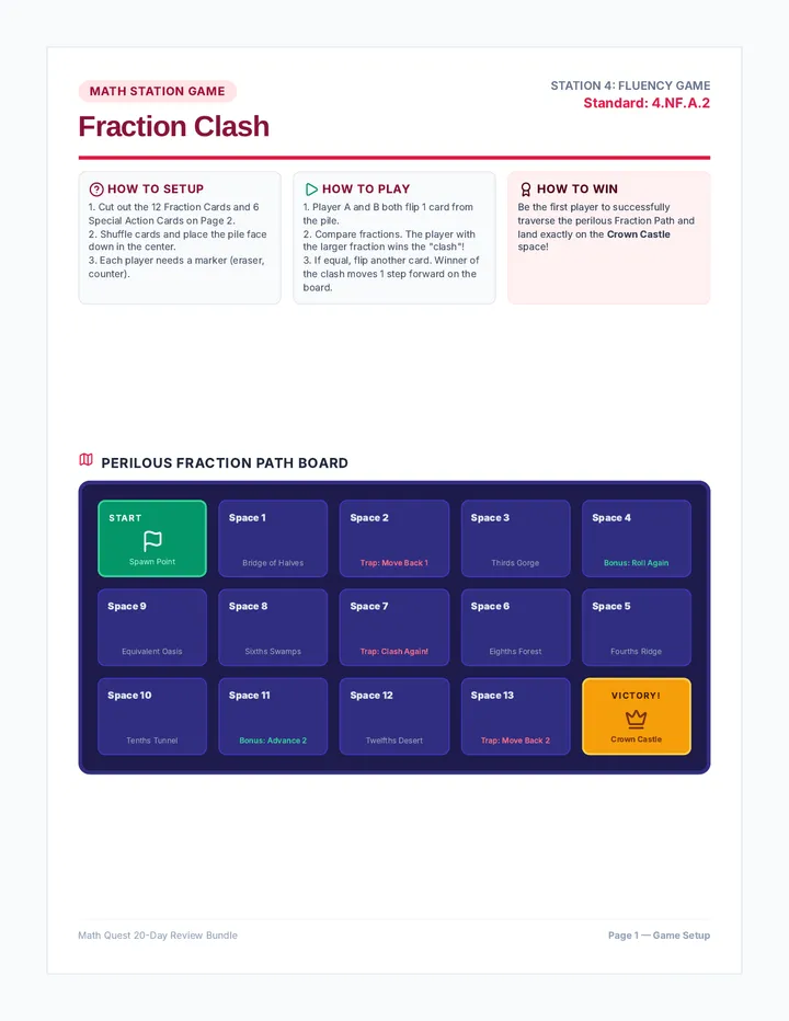 Fraction Force Game Cards