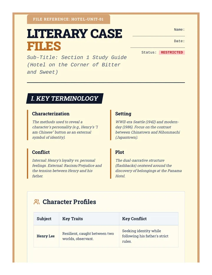 Literary Case File Study Guide