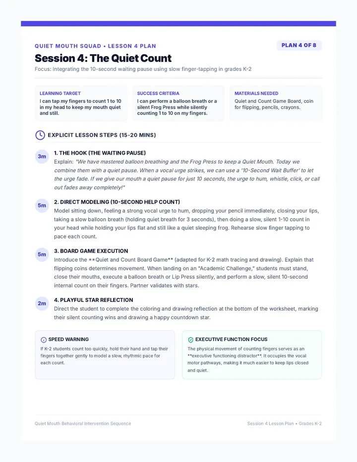 Quiet and Count Lesson Plan