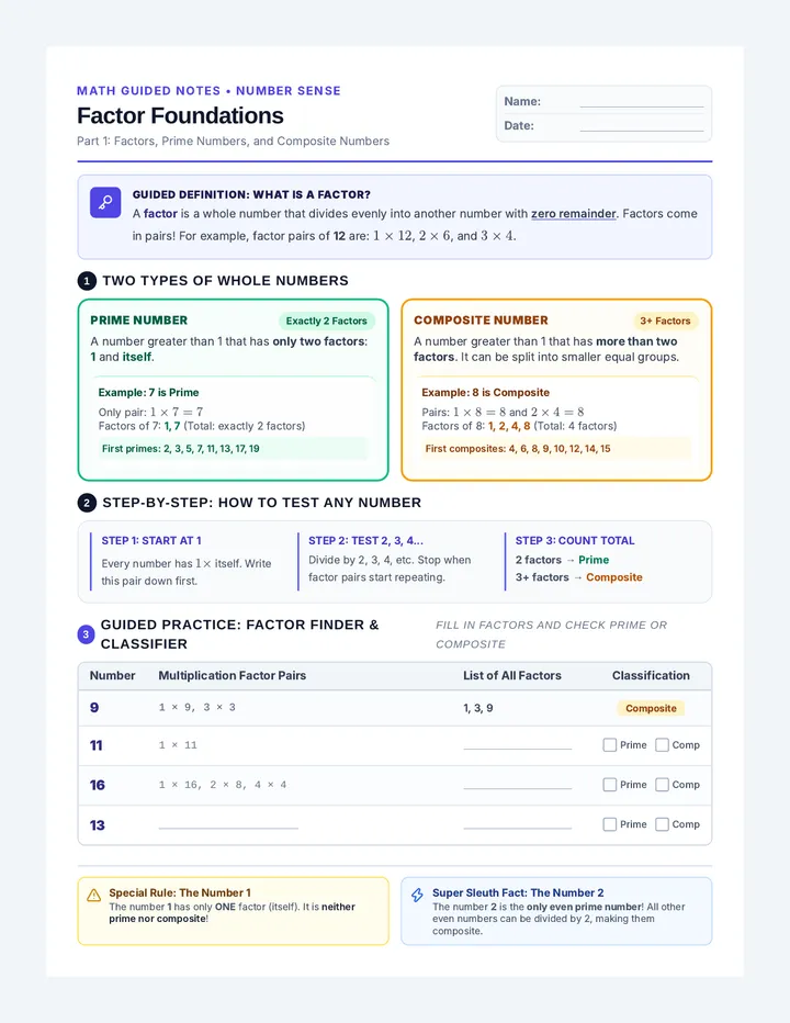 Factor Foundations Guided Notes