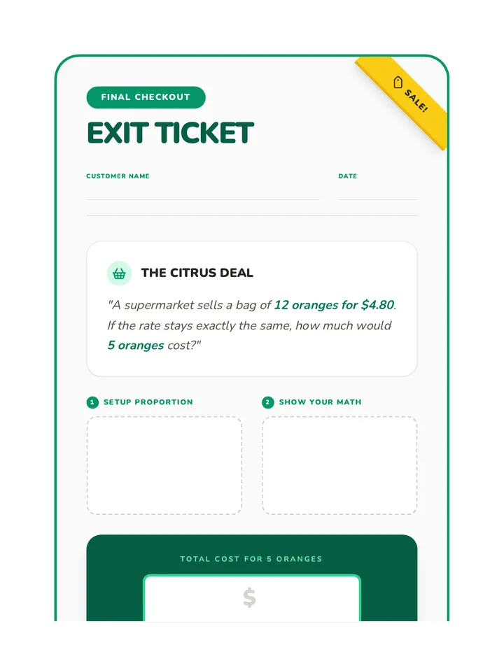 Grocery Checkout Exit Ticket