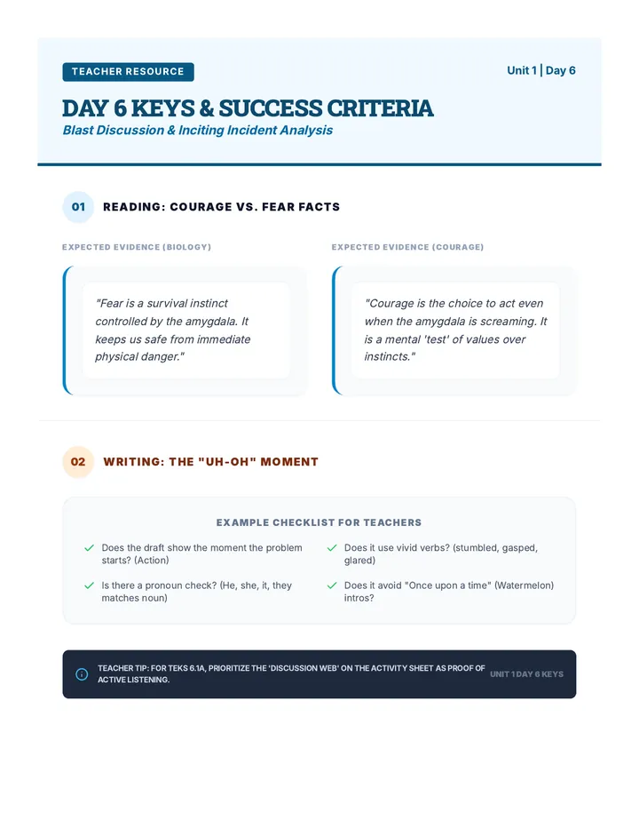 Day 6 Activity Keys