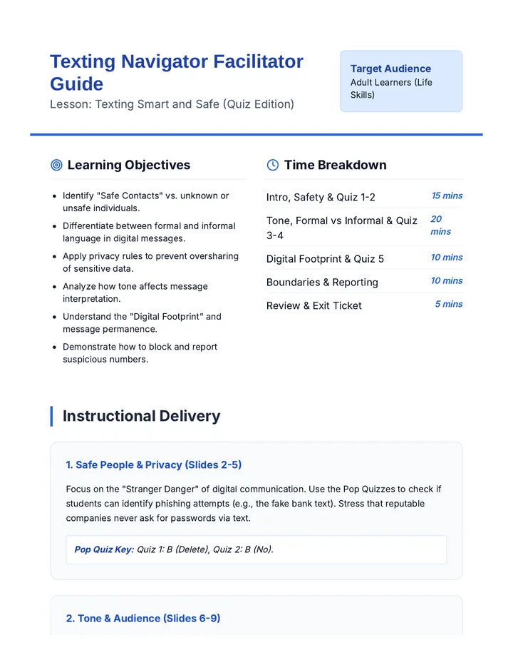 Texting Navigator Facilitator Guide Updated