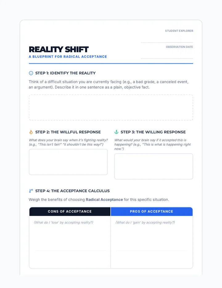 Reality Shift Worksheet