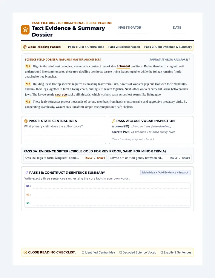Text Evidence Organizer