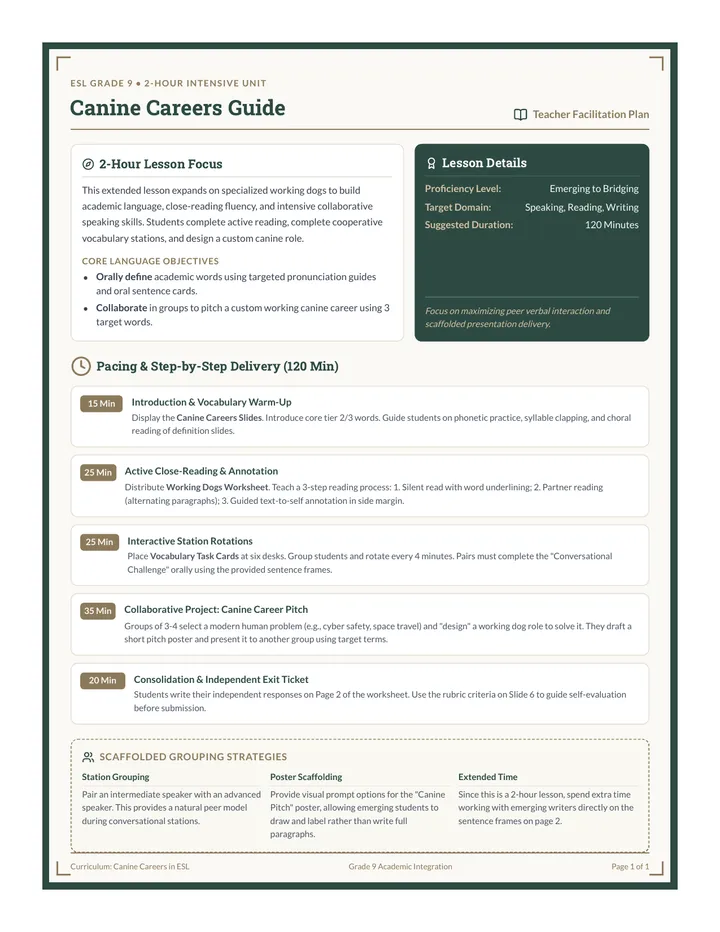 Canine Careers Teacher Guide